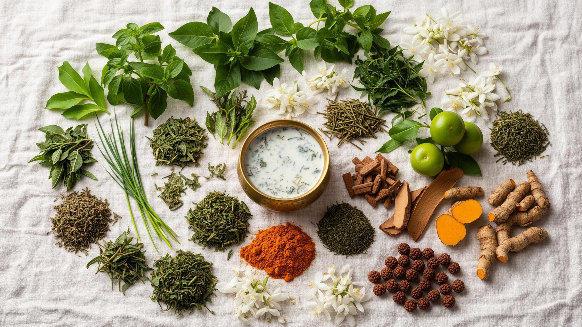 Sacred herbs flatlay